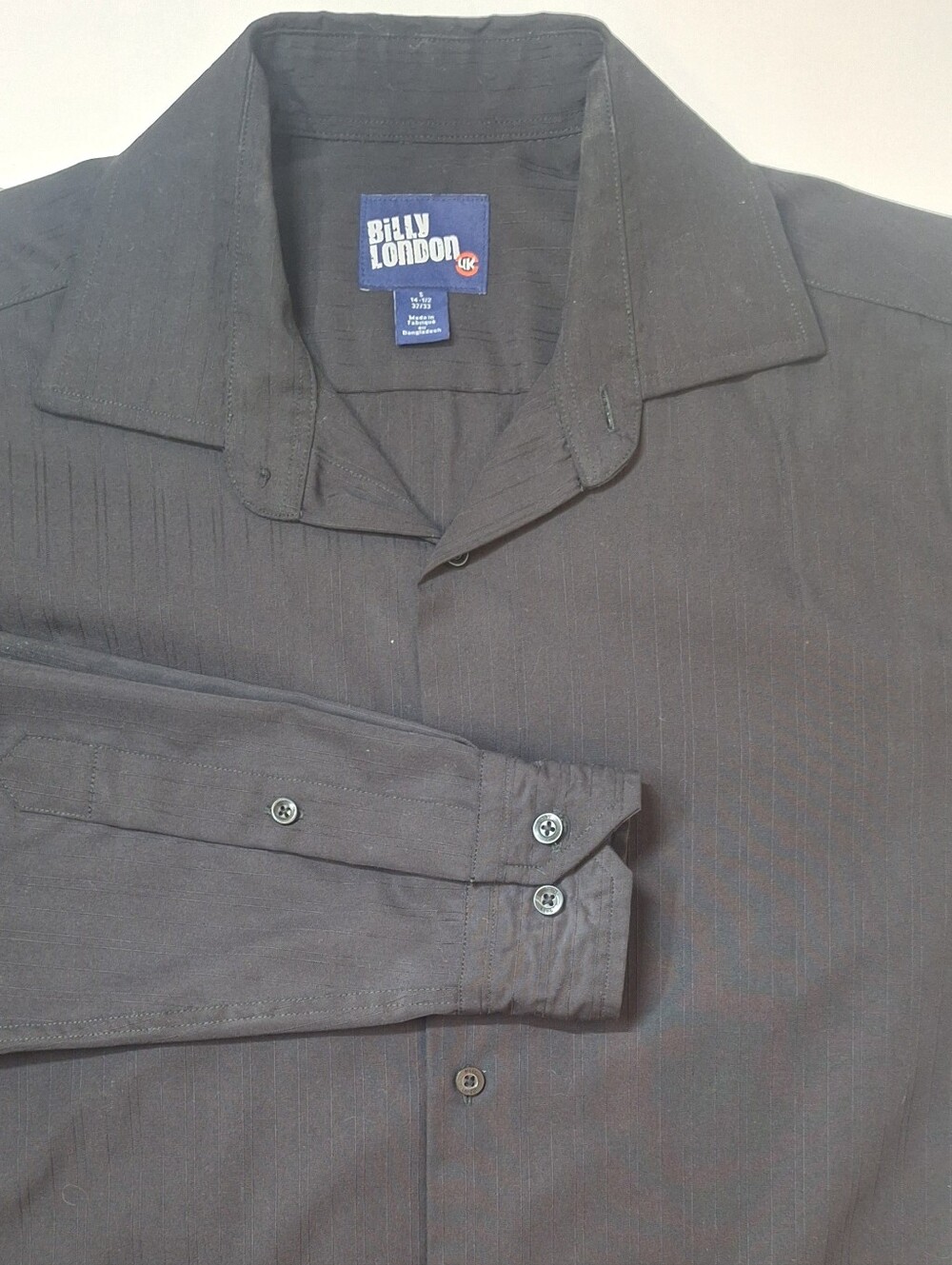 Billy London Black Long Sleeve Dress Shirt - Size S (14.5 32/33)
